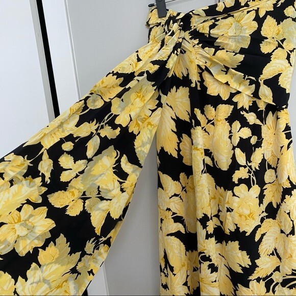 Stine Goya Skirt Lilly Silk Yellow Black Floral Tie Wrap Maxi Slit Medium NWT - Picture 6 of 16